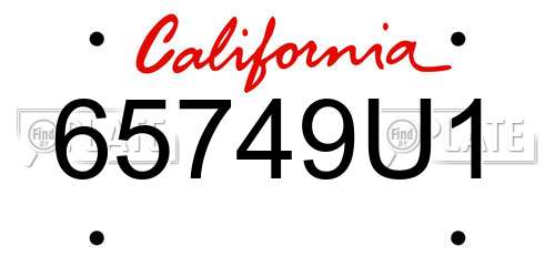65749U1 California License Plate