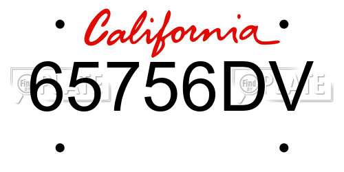 65756DV California License Plate