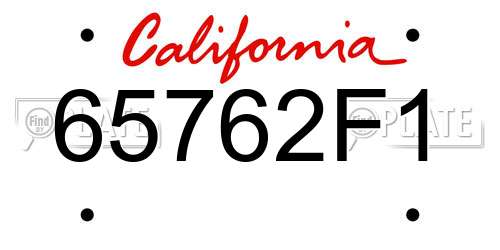 65762F1 California License Plate