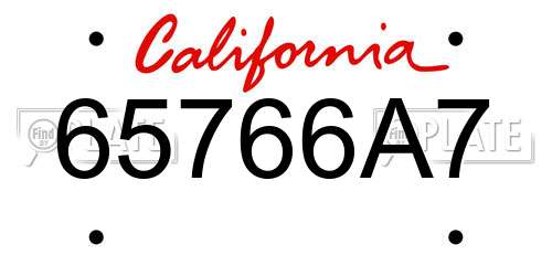 65766A7 California License Plate