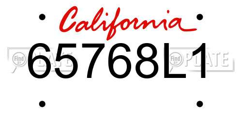 65768L1 California License Plate