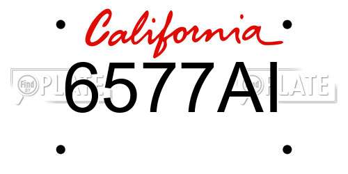 6577AI California License Plate