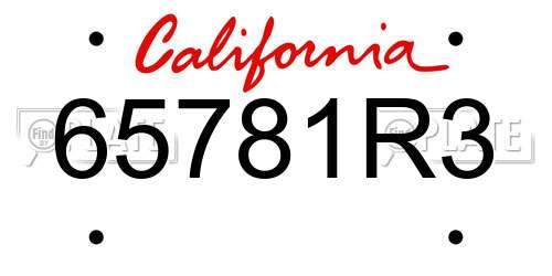 65781R3 California License Plate