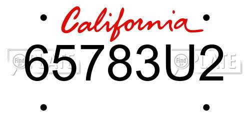 65783U2 California License Plate