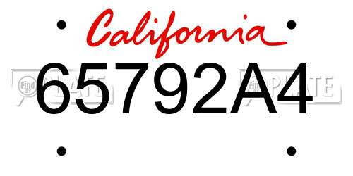 65792A4 California License Plate
