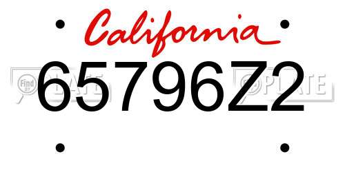 65796Z2 California License Plate