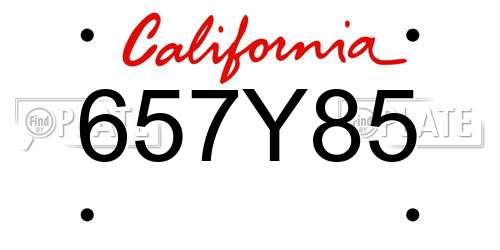 657Y85 California License Plate