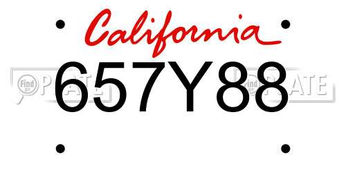 657Y88 California License Plate