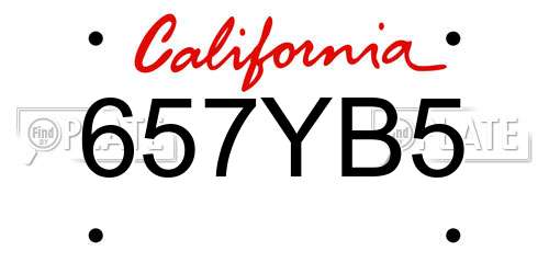 657YB5 California License Plate
