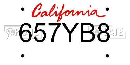 657YB8 California License Plate