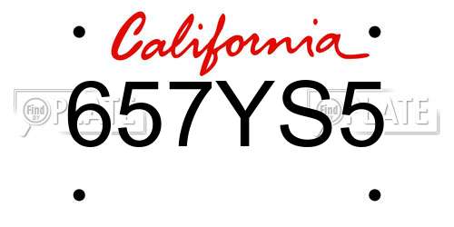 657YS5 California License Plate