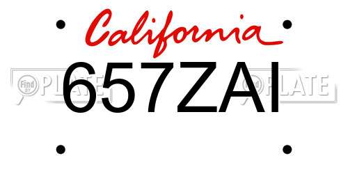 657ZAI California License Plate
