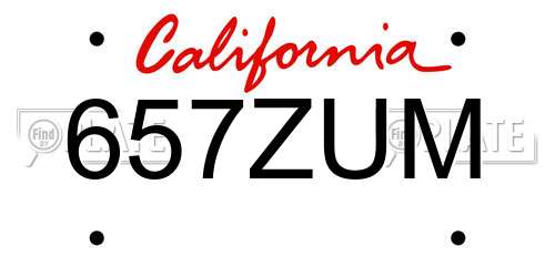 657ZUM California License Plate