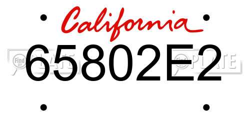 65802E2 California License Plate