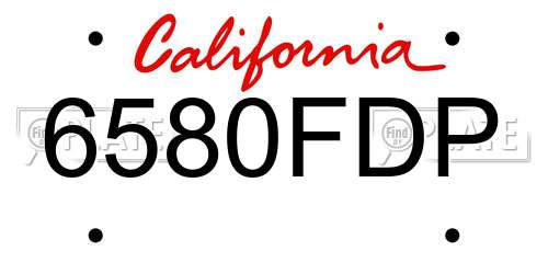 6580FDP California License Plate