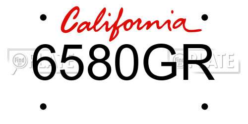 6580GR California License Plate