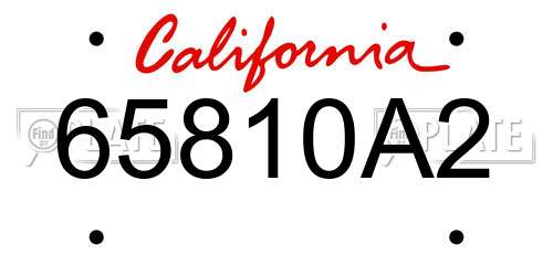 65810A2 California License Plate