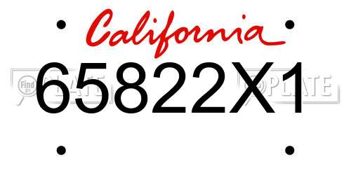 65822X1 California License Plate