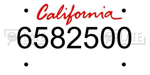 6582500 California License Plate
