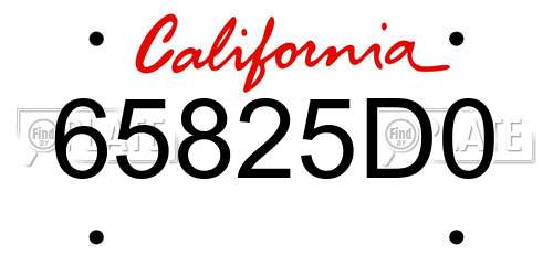 65825D0 California License Plate