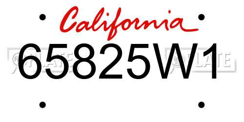 65825W1 California License Plate