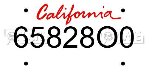 65828O0 California License Plate
