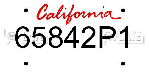 65842P1 California License Plate