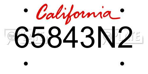 65843N2 California License Plate