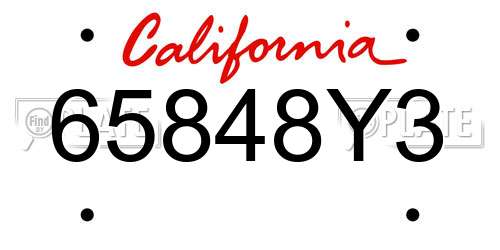 65848Y3 California License Plate