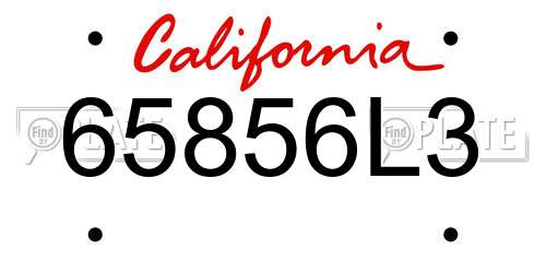 65856L3 California License Plate