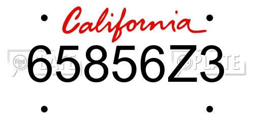 65856Z3 California License Plate