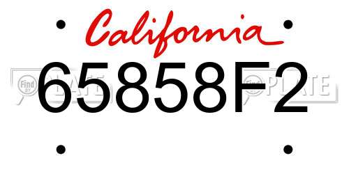 65858F2 California License Plate