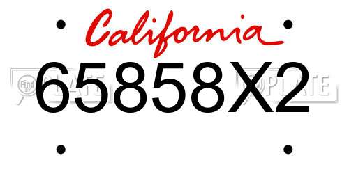 65858X2 California License Plate