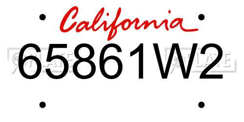 65861W2 California License Plate