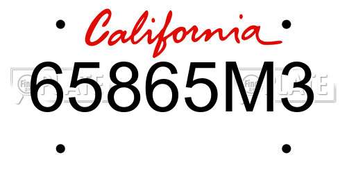 65865M3 California License Plate