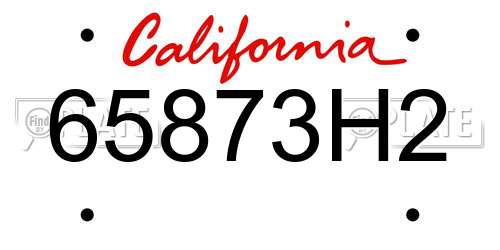 65873H2 California License Plate