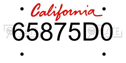 65875D0 California License Plate