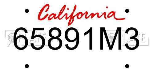 65891M3 California License Plate