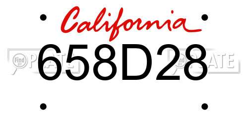 658D28 California License Plate