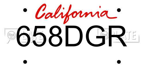 658DGR California License Plate