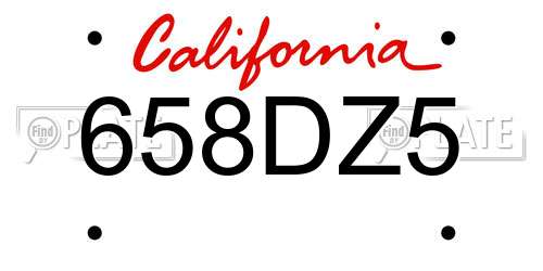 658DZ5 California License Plate