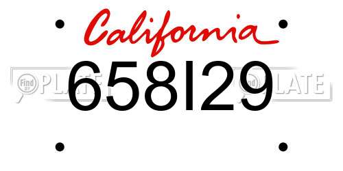 658I29 California License Plate