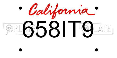 658IT9 California License Plate