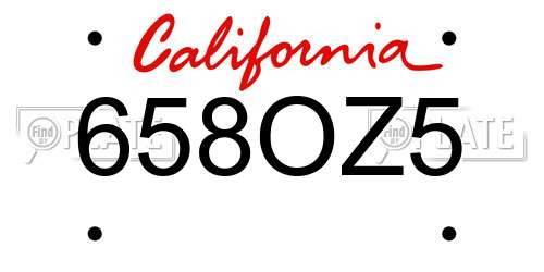 658OZ5 California License Plate