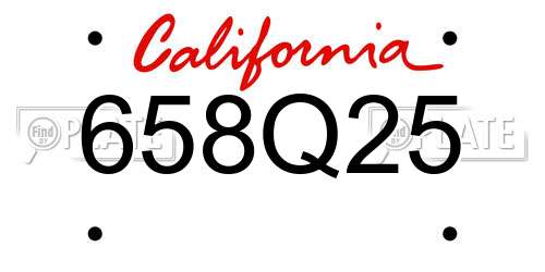 658Q25 California License Plate
