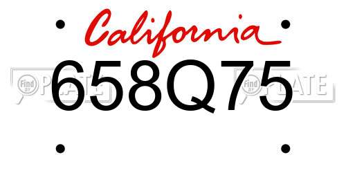 658Q75 California License Plate