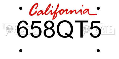 658QT5 California License Plate