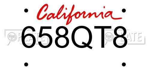 658QT8 California License Plate