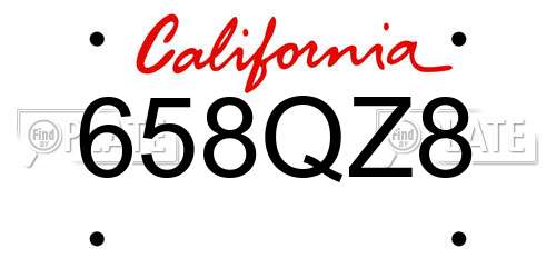 658QZ8 California License Plate