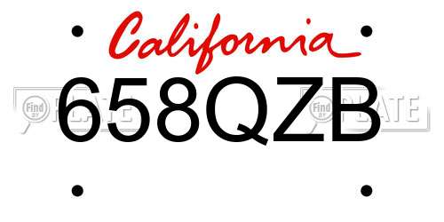 658QZB California License Plate